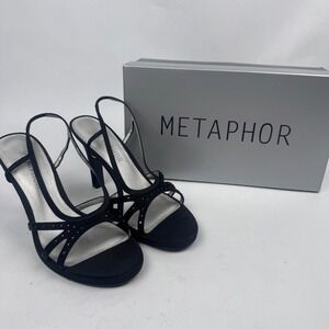 Metaphor Women's 9 Black Heidi Heel 4" Strappy with Box EUC
